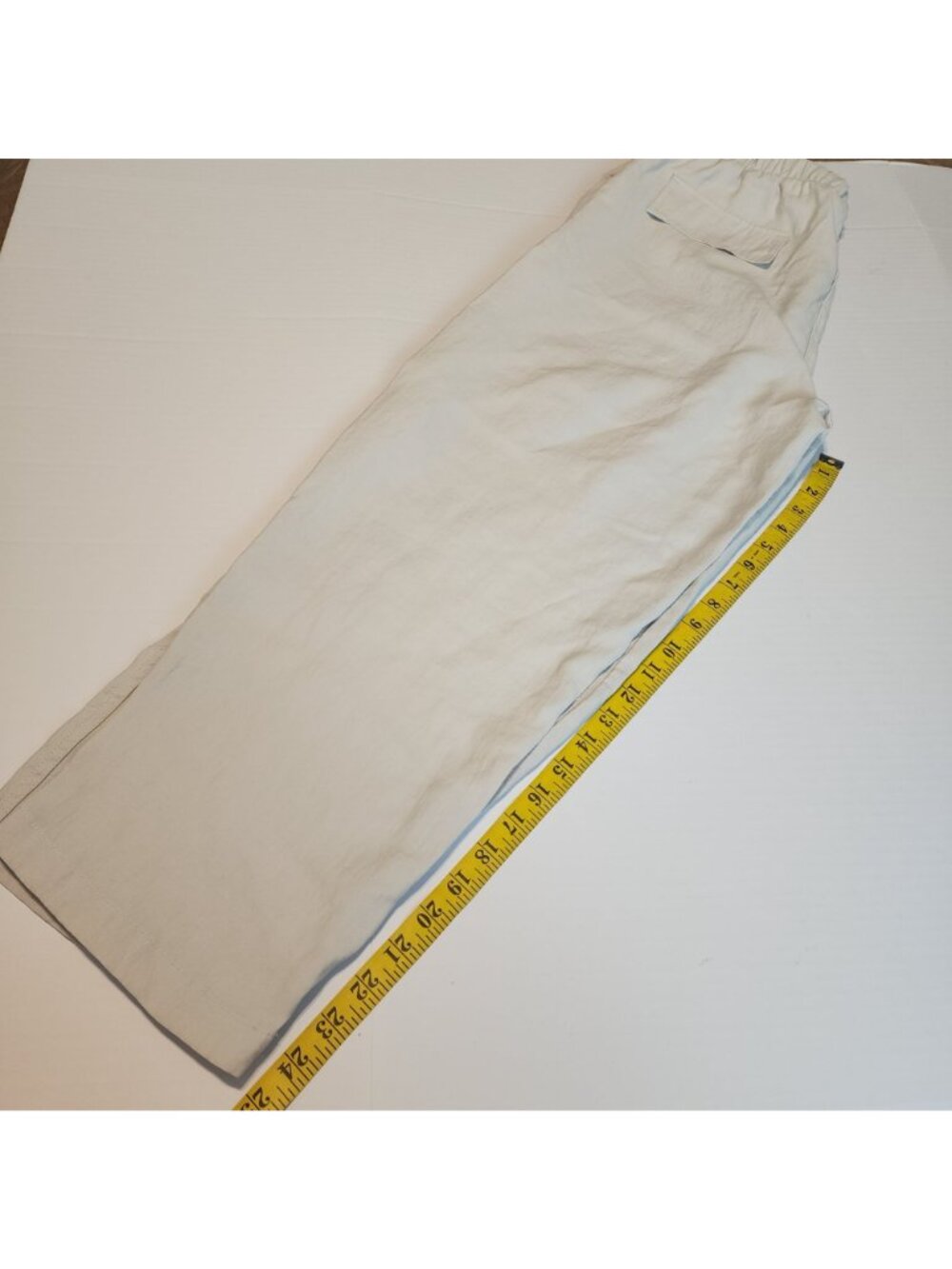 Zara Women Off White Elastic Waist Pants Size M Relaxed Fit Front & Back Pockets - Picture 7 of 10